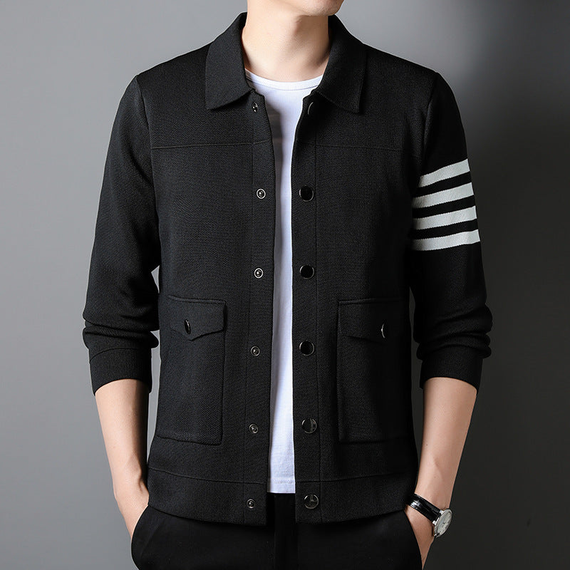 Giacca da uomo alla moda in maglia, cappotto in stile casual, visibile in tessuto e design elegante, marca Valstrend.