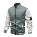 Giacca casual da uomo Valstrend, giacca trendy con colletto rialzato, stile baseball, con dettagli traforati, adatta a look giovani.