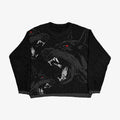 Maglione nero a collo rotondo di Valstrend, morbido, con motivo gotico e stampa, maniche lunghe e vestibilità ampia.