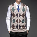 Gilet in maglia di lana da uomo Valstrend, senza maniche, con tasche e scollo a V, ideale per uno stile casual e caldo