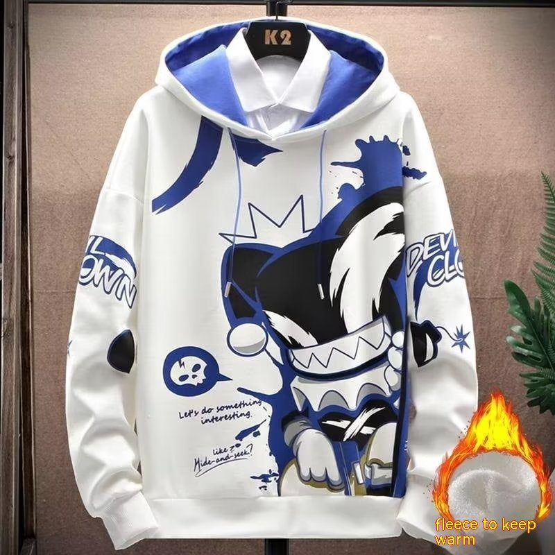 Felpa con cappuccio in pile spessa e anime, marca Valstrend, morbida e calda, vista frontale con dettagli del tessuto e cappuccio.