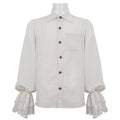 Camicia lunga da uomo Valstrend in stile gotico con volant, maniche lunghe e dettagli eleganti in tessuto scuro