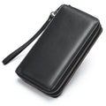 Portafoglio uomo lungo in vera pelle con zip, stile clutch Valstrend, con dettagli eleganti e spazio per carte e contanti.