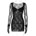 Guaina dress modellante con maniche lunghe e dettagli in pizzo, ideale per modellare fianchi e busto, di marca Valstrend shop