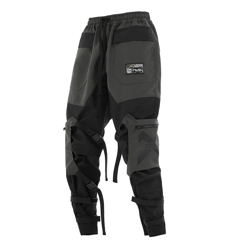 Pantaloni harem casual da uomo e donna Valstrend, con gambe larghe, elastico in vita e dettagli di lacci alle caviglie.