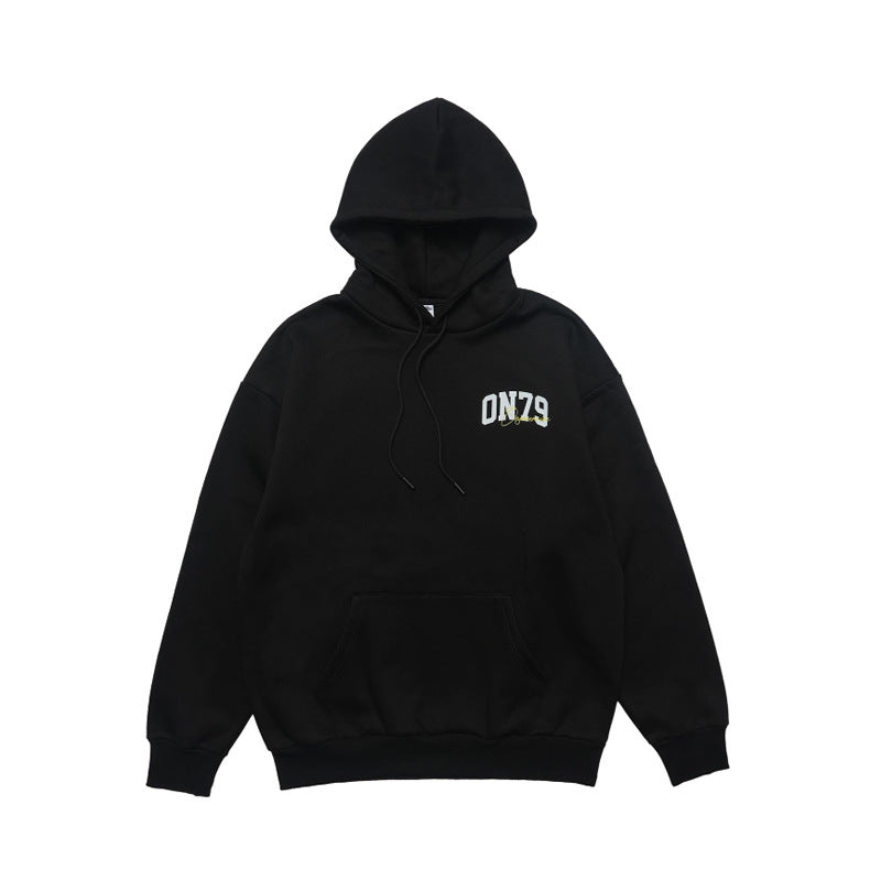 Fleece-lined Hoodie Coat Retro American Style Loose Sweater