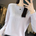 Maglione donna Valstrend a collo rotondo con paillettes e maniche lunghe, maglia in maglia aderente e alla moda.