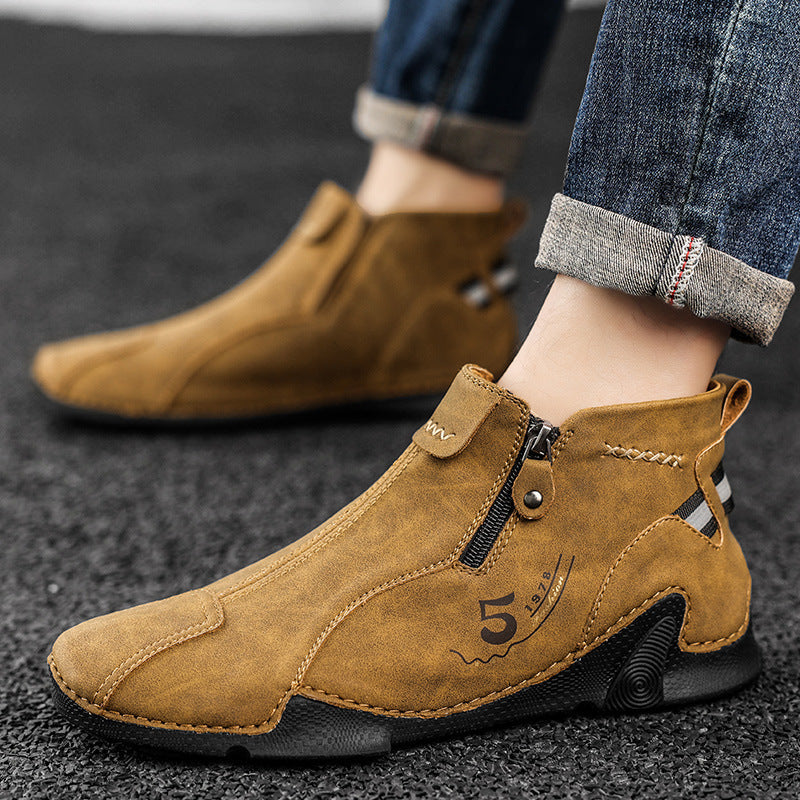 Stivali Dr Martens alta caviglia invernali da uomo, scarpe casual Valstrend, con suola antiscivolo e tomaia in pelle nera robusta.