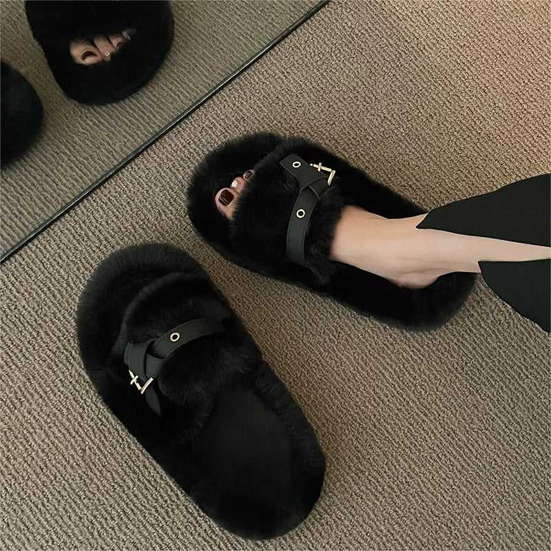 Pantofole Valstrend Home da interno, in cotone spesso e soffice, ideali per comfort e calore, modello plus size.