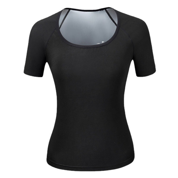 Completo sportivo donna Valstrend con top a maniche lunghe e corsetto yoga, tessuto violento e comodo per allenamenti e relax