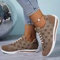 Scarpe sportive da donna Valstrend, sneakers casual con motivo a rose, lacci, suola morbida e piatta, tacchi bassi, stile preppy