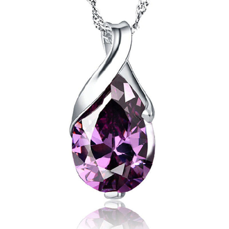 Collana per donna Valstrend con cristalli viola a forma di lacrime di angelo, elegante e raffinata.
