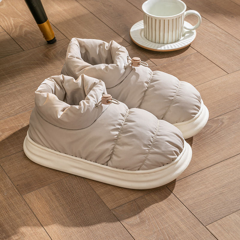 Ciabatte in cotone da donna Valstrend con suola spessa, interno caldo e tacco basso, adatte per l'inverno e l'uso esterno.