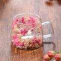 Chic Floral Double-Walled Glass Coffee Mug - BPA-Free, Insulated for Hot & Cold Drinks, Perfect for Tea, Water, and More - Ideal Gift for Holidays
