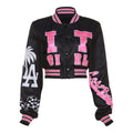 Cardigan da donna autunnale Valstrend shop, stile retrò americano con stampa e design da baseball, cappotto elegante e casual.