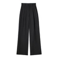 Pantaloni donna a palazzo stile francese con vita alta e plissettati, marca Valstrend, tessuto leggero e elegante.