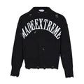 Maglione lavorato a maglia Valstrend, stile lettera Idle con foro a wormhole e dettagli danneggiati, design unico e originale.