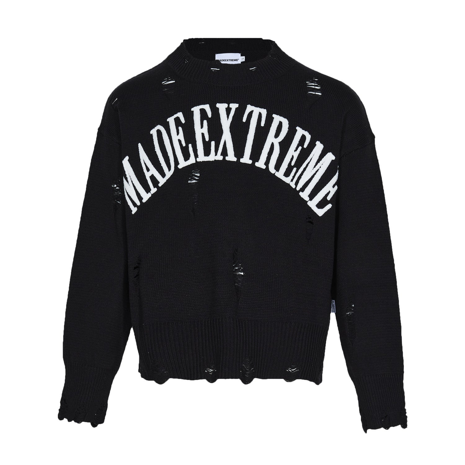 Maglione lavorato a maglia Valstrend, stile lettera Idle con foro a wormhole e dettagli danneggiati, design unico e originale.