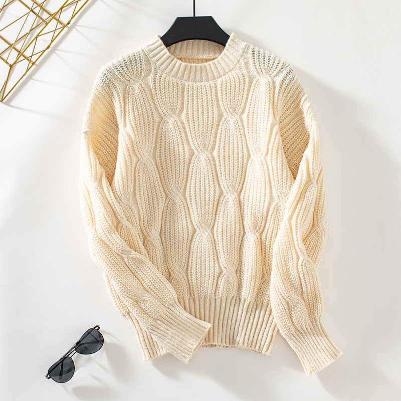 Maglione da donna Valstrend in tinta unita con motivo intrecciato, tessuto morbido e comodo, stile casual e alla moda.