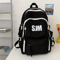 Zaino da viaggio Valstrend, resistente e casual, con design estetico per uso campus, in tessuto nero con tasche frontali.