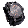 Orologio da uomo rétro Valstrend in pelle bovina con design dominante e stile elegante, visibile sul quadrante e cinturino in pelle.