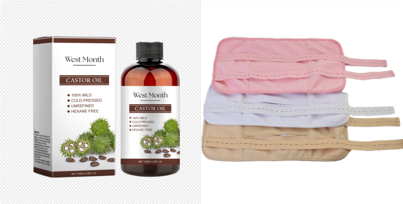 Set di olio di ricino solido Valstrend per crescita dei capelli, idratante e nutriente, con flaconi e applicatori naturali.