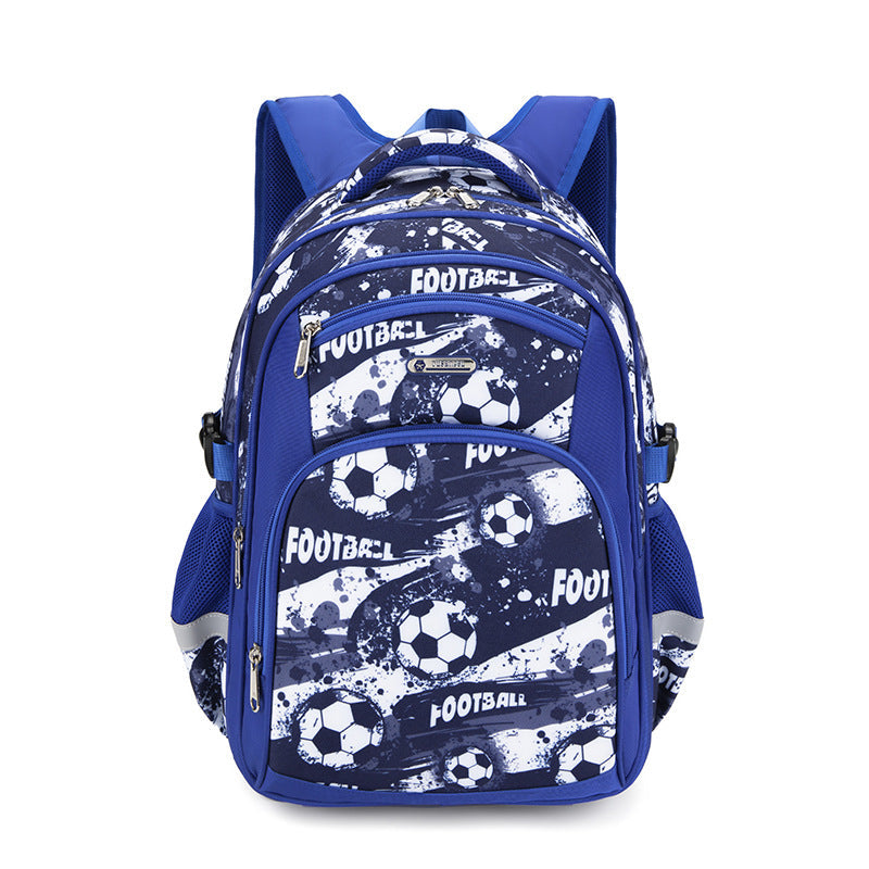 Zaino scuola per bambini maschi con motivo calcistico, design pratico e colorato, ideale per scuola elementare, marca Valstrend shop.