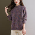Maglione femminile in lana colorata Valstrend, con motivo a maglia, vestibilità comoda e stile vivace, visibile in primo piano.