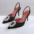 Women's New High Heels Stiletto Heel Pointed Toe Rhinestone Satin Closed Toe Sandals