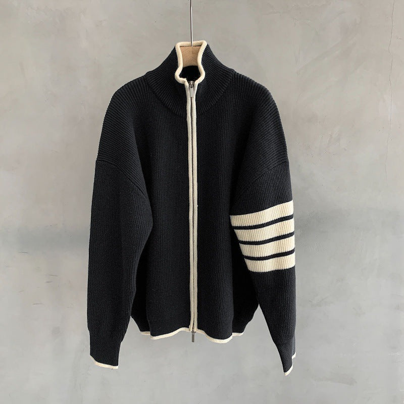 Lightly Mature Turtleneck Cardigan Trendy Stand Collar Sweater