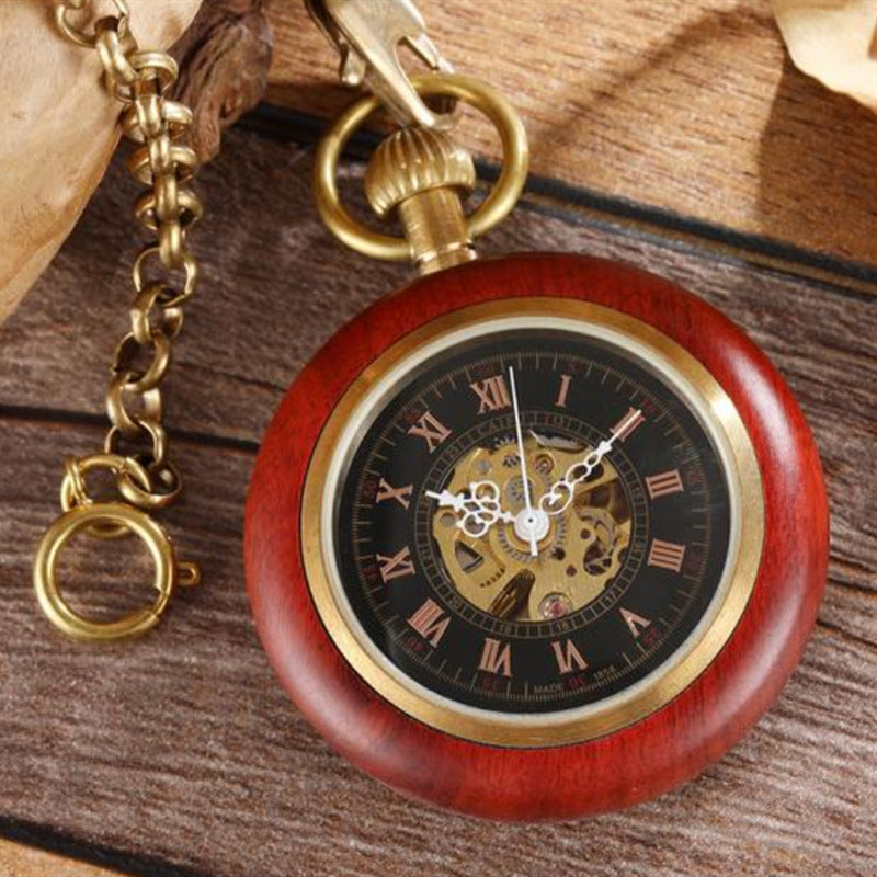 Orologio da tasca meccanico in rame rosso con numeri romani, stile retrò e design vintage, marchio Valstrend Shop