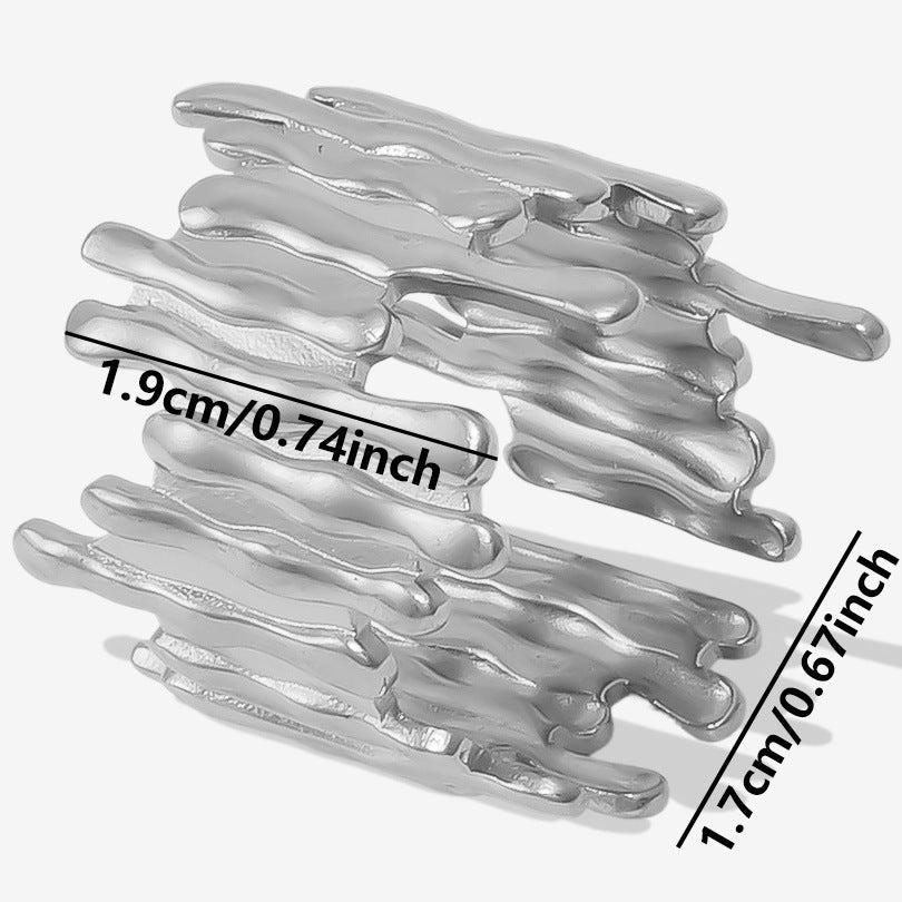 304 Stainless Steel Trendy Fashion Ring Simple Personality Niche Irregular Opening Adjustable Ring