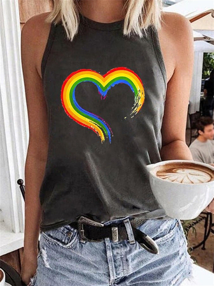 Gilet estivo femminile senza maniche con stampa 3D di frutta, stile casual, marca Valstrend shop, visibile in dettaglio.