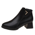 Stivali da donna Valstrend con tacco rotondo chunky, colore solido, stile europeo e americano, altezza corta, scarpe di tendenza