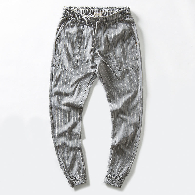 Pantaloni casual larghi in lino con allacciatura a lacci, modello comodo e estivo, marca Valstrend Shop, visibili in immagine.