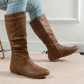 Stivale da donna Western cowboy in stile fashion, modello medio, marca Valstrend Shop, con dettagli in pelle e cuciture decorative