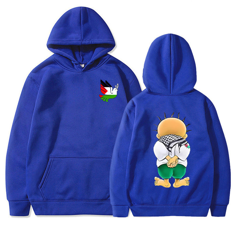 Felpa con cappuccio da uomo Valstrend con stampa grafica Peace Dove, stile casual e moda urbana.