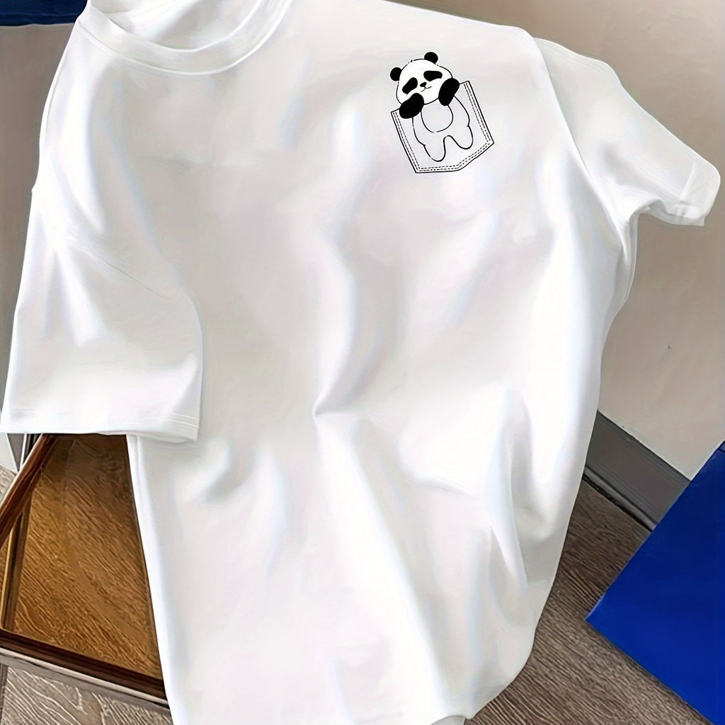 T-shirt casual da uomo a righe Valstrend, in poliestere traspirante, con collo rotondo, ideale per l’estate e l’abbigliamento casual.