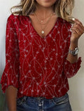 Blusa femminile Valstrend con maniche a campana, scollo a V e stile elegante, realizzata in maglia morbida.