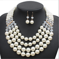 Set di gioielli da sposa Valstrend con collana lunga, orecchini in cristallo e perle, elegante gioielleria femminile per matrimonio