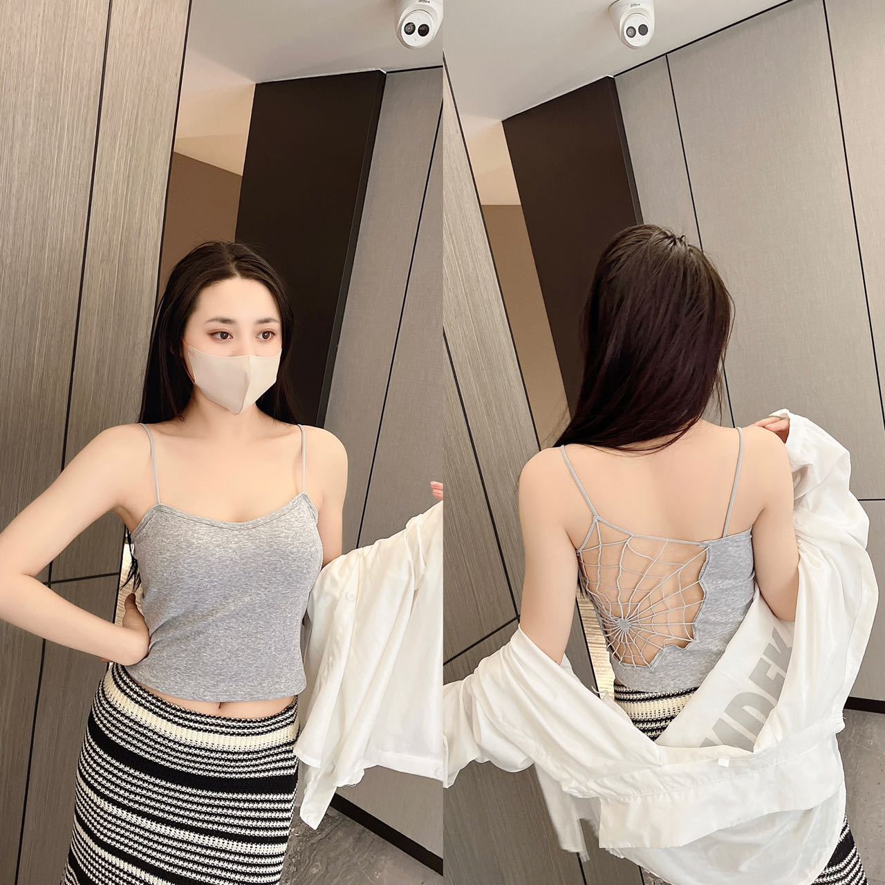 Vestito a un pezzo Valstrend con schiena a ragnatela, ferretti e coppa per il seno, stile sexy e seducente.