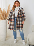 Cappotto midi invernale e autunnale donna Valstrend, a quadri con cappuccio, taglia grande, stile caldo e casual.