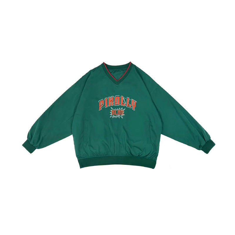 Felpa donna Valstrend con collo a V, ricamo lettera autunnale, stile street, cappuccio e design casual.
