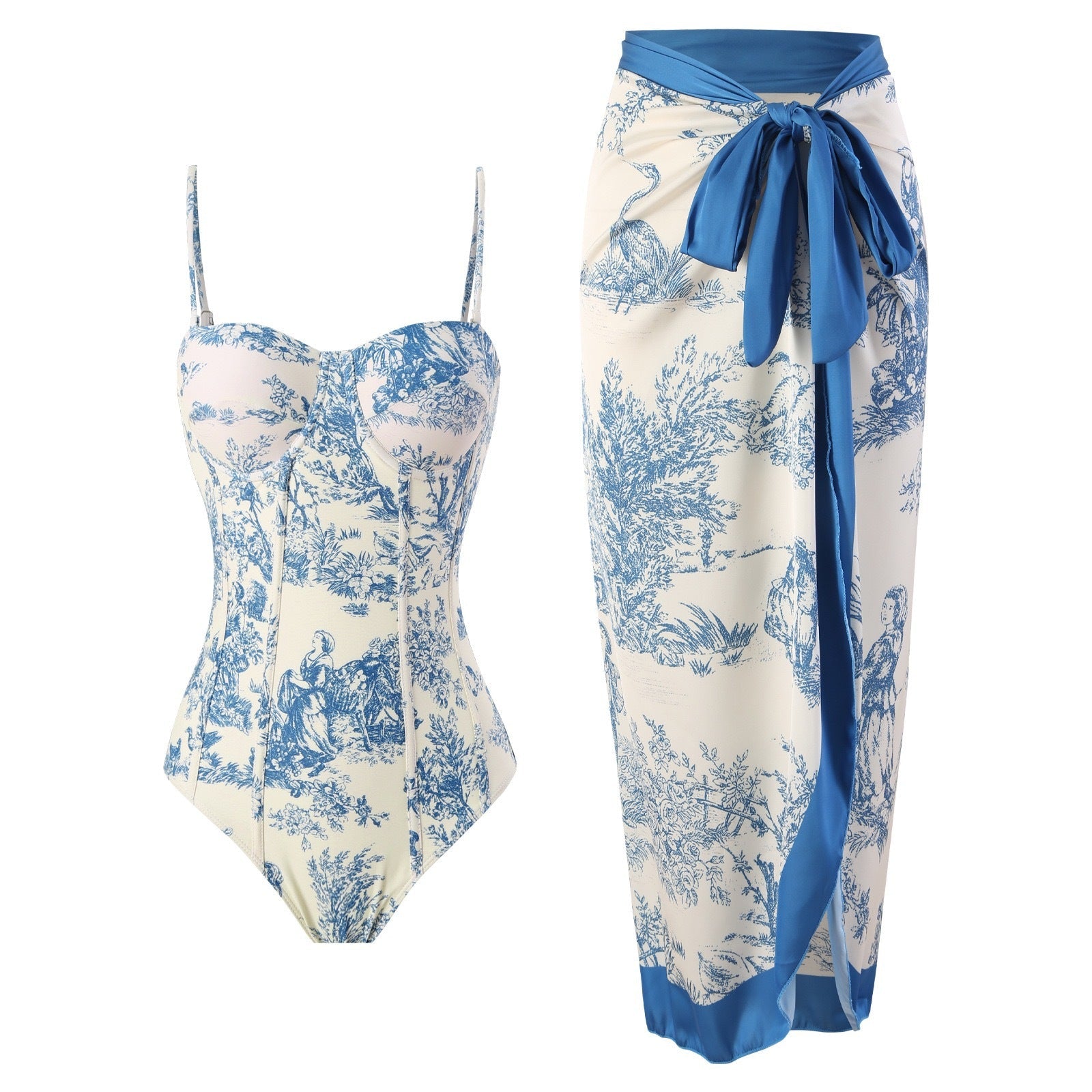 Costume da bagno intero da donna Valstrend, modello alla moda, in tessuto colorato con spalline sottili e scollo a V.
