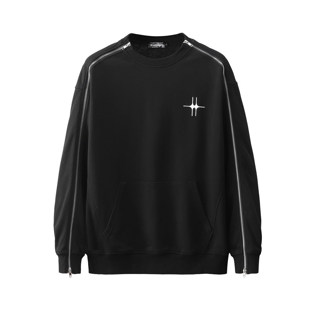 Maglione Valstrend con cerniera e decorazioni lettera stampata, stile casual con dettagli decorativi sul davanti.