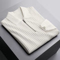 Maglione uomo Valstrend con colletto a flip, caldo e a righe, ideale per il freddo, in tessuto morbido e confortevole.