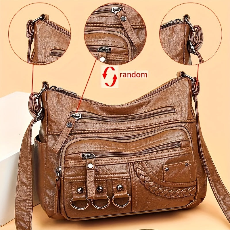 Borsa a tracolla vintage Valstrend con motivo wheat, multi-strato, stile slant, per uomini e donne, bagaglio a tracolla moda