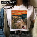 T-shirt donna Valstrend con stampa gattini, girocollo, maniche corte e vestibilità morbida, stile casual e fresco.