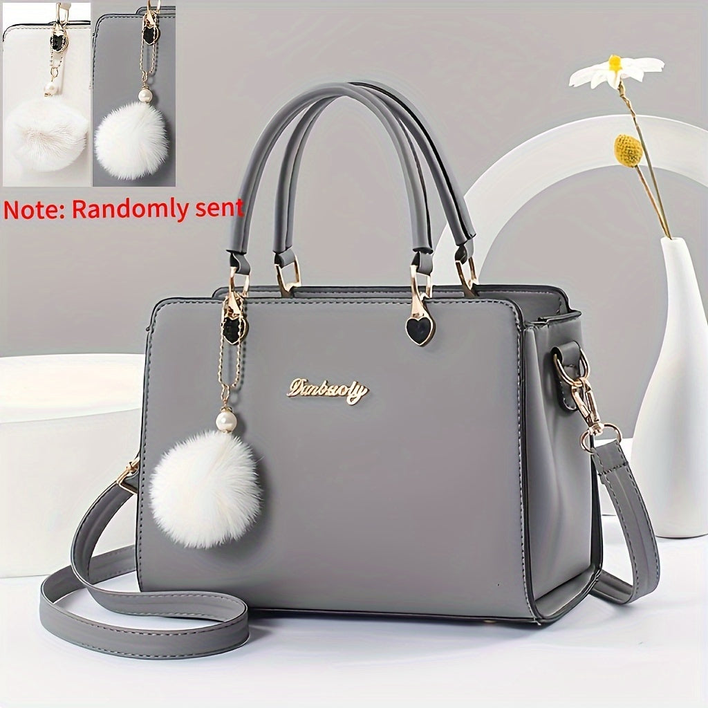 Faux Leather Tote Bag for Women - Large Capacity, Simple Style, Versatile Solid Color Handbag, Zipper Closure, Polyester Lined, Dry Clean, Elegant Design