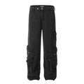 American High Street Pu Handsome Wide-leg Pants Retro Distressed Multi-pocket Pants